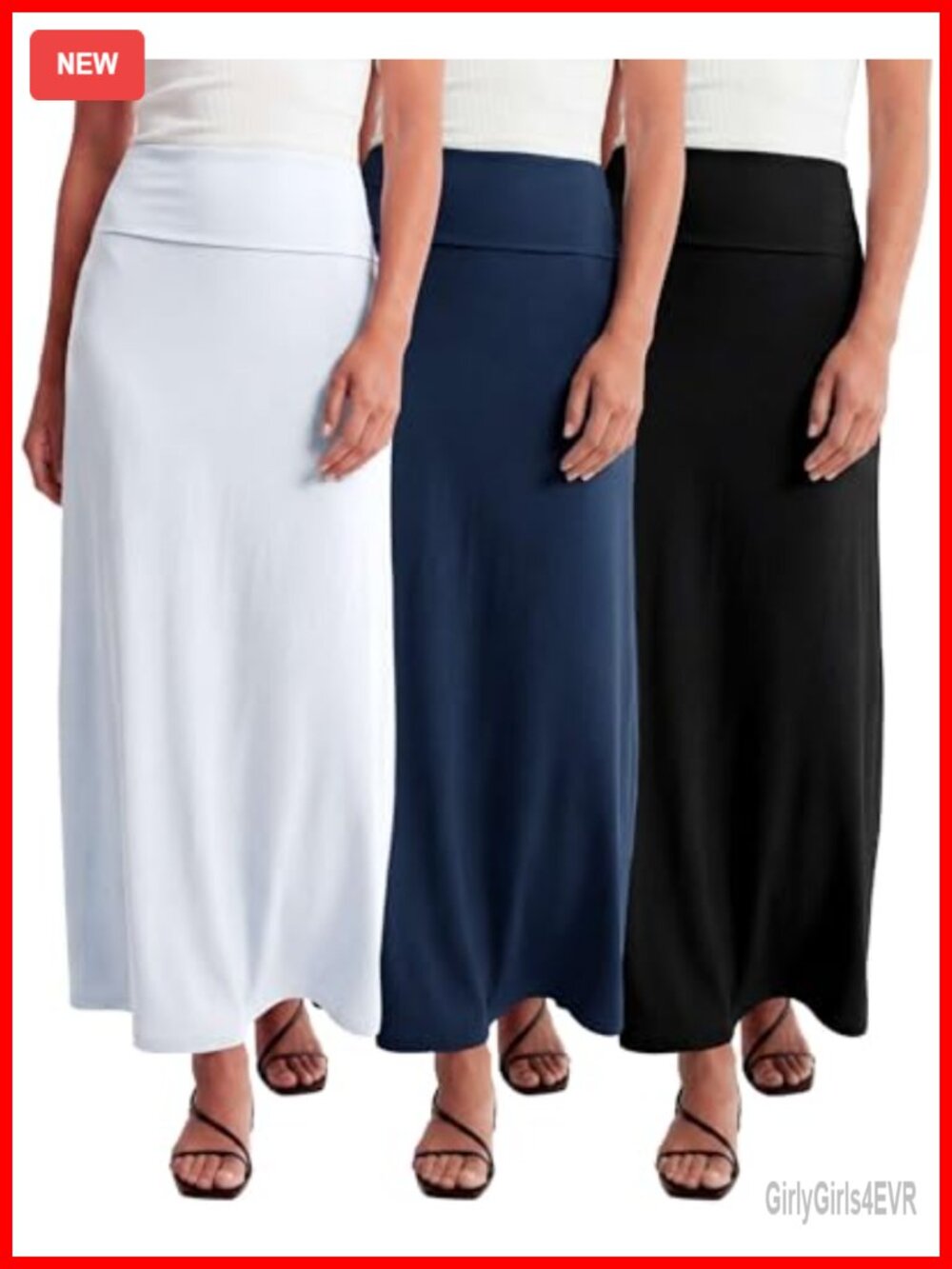 3-Pack Women's Maxi Skirts High Waisted Floor Length Stretchy Flowy Casual Work
